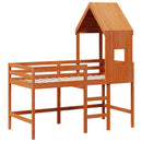 vidaXL Tetőtéri ágykeret Viaszbarna 90 x 190 cm Tömör fenyő
