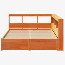 vidaXL Könyvespolcos Ágy 2 pcs Faggyú barna 200 x 140 cm Tömör fenyőfa