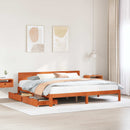 vidaXL Ágykeret fejtámlával Faggyú barna 180 x 200 cm Tömör fenyőfa