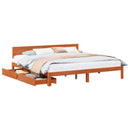 vidaXL Ágykeret fejtámlával Faggyú barna 180 x 200 cm Tömör fenyőfa