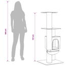 vidaXL Macskafa kapálózó rudakkal Krémszínű 137 cm Mérnöki fa és plüss