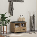 vidaXL Cipőpad Párnával Kézműves Tölgy 60 x 38 x 46 cm Szerelt Fa