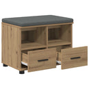 vidaXL Cipőpad Párnával Kézműves Tölgy 60 x 38 x 46 cm Szerelt Fa