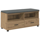 vidaXL Cipőpad Párnával Kézműves Tölgy 100 x 38 x 46 cm Szerelt Fa