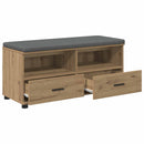 vidaXL Cipőpad Párnával Kézműves Tölgy 100 x 38 x 46 cm Szerelt Fa