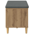vidaXL Cipőpad Párnával Kézműves Tölgy 80 x 38 x 46 cm Szerelt Fa