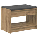 vidaXL Cipőpad Párnával Kézműves Tölgy 63 x 38 x 45 cm Szerelt Fa