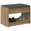 vidaXL Cipőpad Párnával Kézműves Tölgy 63 x 38 x 45 cm Szerelt Fa