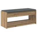 vidaXL Cipőpad Párnával Kézműves Tölgy 103 x 38 x 45 cm Szerelt Fa