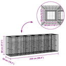 vidaXL Gabion emelt ágy 2 pcs Ezüst 250 x 50 x 80 cm Horganyzott acél