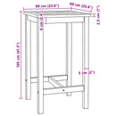 vidaXL Bárasztal Természetes 60 x 60 x 105 cm Szilárd Teak