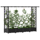 vidaXL Magasított Ágy Trellis-szel és Tetővel Fekete 203 x 40 x 121 cm
