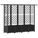 vidaXL Magasított Ágy Trellis-szel és Tetővel Fekete 202 x 40 x 136 cm