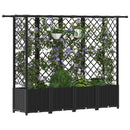 vidaXL Magasított Ágy Trellis-szel és Tetővel Fekete 202 x 40 x 136 cm