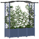 vidaXL Magasított Ágy Trellis-szel és Tetővel Szürke 164 x 40 x 138 cm