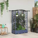 vidaXL Magasított Ágy Trellis-szel és Tetővel Szürke 124 x 40 x 123 cm