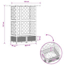 vidaXL Magasított Ágy Trellis-szel és Tetővel Szürke 124 x 40 x 121 cm