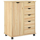 vidaXL Görgős szekrény kerékkel Barna 63,5 x 39 x 79 cm Tömör fenyőfa