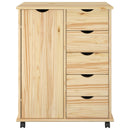 vidaXL Görgős szekrény kerékkel Barna 63,5 x 39 x 79 cm Tömör fenyőfa
