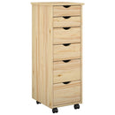 vidaXL Görgős szekrény kerékkel Barna 34 x 39 x 93,5 cm Tömör fenyőfa