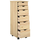 vidaXL Görgős szekrény kerékkel Barna 34 x 39 x 93,5 cm Tömör fenyőfa