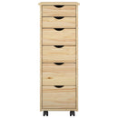 vidaXL Görgős szekrény kerékkel Barna 34 x 39 x 93,5 cm Tömör fenyőfa