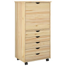 vidaXL Görgős szekrény kerékkel Barna 53 x 39 x 103 cm Tömör fenyőfa