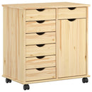 vidaXL Görgős szekrény Barna 63,5 x 39 x 65,5 cm Tömör fenyőfa