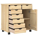 vidaXL Görgős szekrény Barna 63,5 x 39 x 65,5 cm Tömör fenyőfa