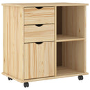 vidaXL Görgős szekrény Barna 63,5 x 39 x 65,5 cm Tömör fenyőfa