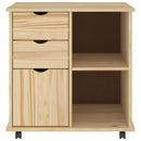 vidaXL Görgős szekrény Barna 63,5 x 39 x 65,5 cm Tömör fenyőfa