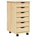 vidaXL Görgős szekrény fiókokkal MOSS Tiszta lakk 34 x 39 x 65,5 cm