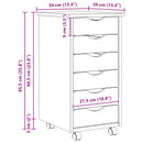 vidaXL Görgős szekrény fiókokkal MOSS Tiszta lakk 34 x 39 x 65,5 cm
