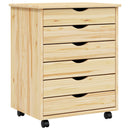 vidaXL Görgős szekrény fiókokkal MOSS Tiszta lakk 53 x 39 x 65,5 cm