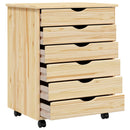 vidaXL Görgős szekrény fiókokkal MOSS Tiszta lakk 53 x 39 x 65,5 cm