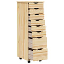 vidaXL Görgős szekrény fiókokkal MOSS Tiszta lakk 34 x 39 x 103 cm