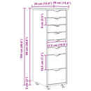 vidaXL Görgős szekrény fiókokkal MOSS Tiszta lakk 34 x 39 x 103 cm