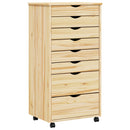 vidaXL Görgős szekrény fiókokkal MOSS Tiszta lakk 53 x 39 x 103 cm