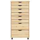 vidaXL Görgős szekrény fiókokkal MOSS Tiszta lakk 53 x 39 x 103 cm