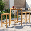 vidaXL Kültéri Bár Szett 3 pcs Kezeletlen Tömör Teakfa
