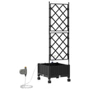 vidaXL Kertivirágtartó Öntözővel és Kerekekkel Fekete 40 x 40 x 132 cm
