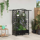 vidaXL Magasított Ágy Trellis-szel és Tetővel Fekete 124 x 40 x 129 cm