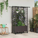 vidaXL Magasított Ágy Trellis-szel és Tetővel Barna 124 x 40 x 142 cm
