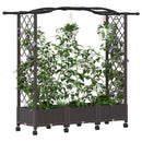 vidaXL Emelt ágy trellisszel és kerekekkel Barna 169 x 40 x 129 cm PP