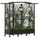 vidaXL Magasított Ágy Trellis-szel és Tetővel Fekete 163 x 40 x 129 cm