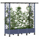 vidaXL Magasított Ágy Trellis-szel és Tetővel Szürke 164 x 40 x 127 cm