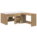 vidaXL Gyerekek Magas Ágykeret Íróasztallal 2 db Kézműves Tölgy
