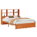 vidaXL Ágykeret tároló fejtámlával Viaszbarna 140 x 190 cm Tömör fenyő