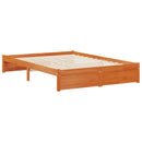 vidaXL Ágykeret tároló fejtámlával Viaszbarna 140 x 190 cm Tömör fenyő