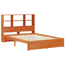 vidaXL Ágykeret tároló fejtámlával Viaszbarna 140 x 190 cm Tömör fenyő